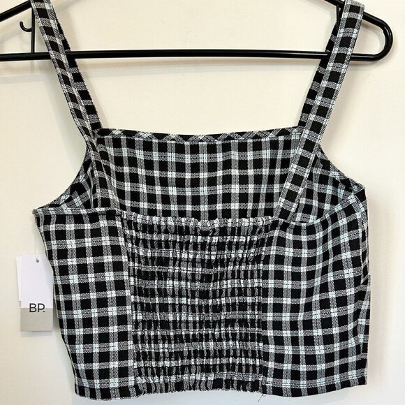 NWT BP by Nordstrom Mason Plaid Smocked Back Crop Top - Small - Picture 6 of 8